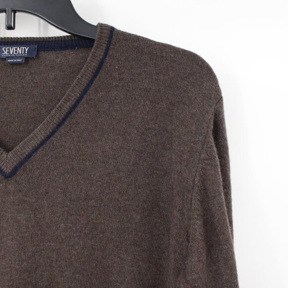 Seventy Sergio Tegon Sweater Men’s Small Wool Cashmere Blend V Neck jumper brown - Picture 2 of 10